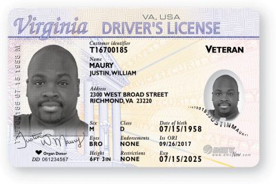 Driver's license with veteran identifier